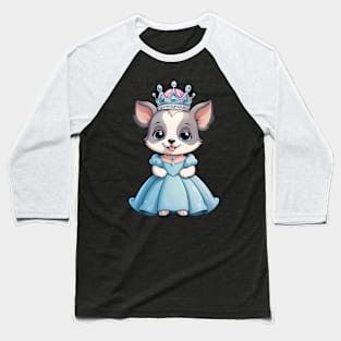 Cute Cartoon Puppy in Blue Dress and Pink Shoes Baseball T-Shirt